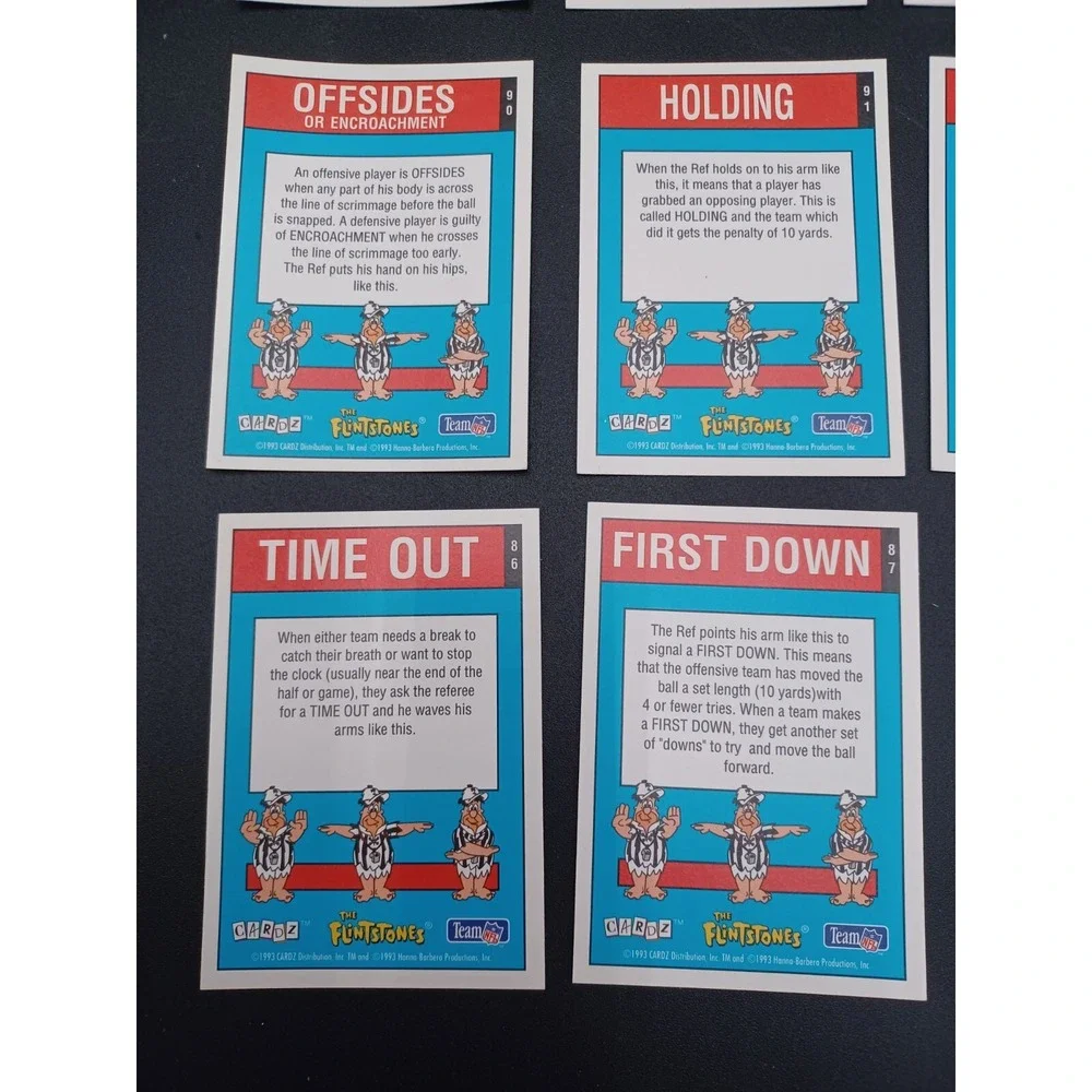 1993 Cardz Flintstones NFL Stone Age Signals Replacement Cards **read